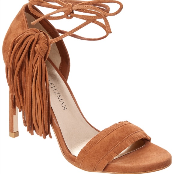 Stuart Weitzman Pompom Suede Sandals Size 5.5 - Picture 10 of 13